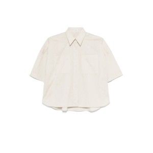 Brunello Cucinelli Short-Sleeved Relaxed Fit Shirt With Textured Fabric - NWT